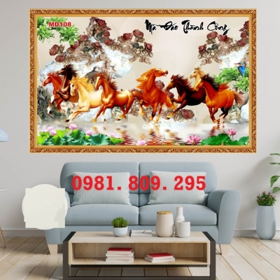 Tranh gạch ốp tường ngựa 3d