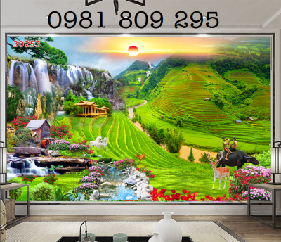 Gạch tranh 3d phong cảnh - tranh đồng quê