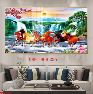 Gạch 3d ngựa phi trên nước , tranh gạch men