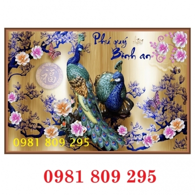 Tranh gạch chim công , gạch 3d phòng ngủ vợ chồng