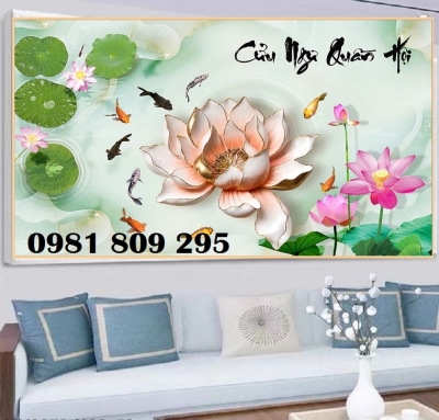 Tranh ốp tường , gạch trang trí 3d hoa sen