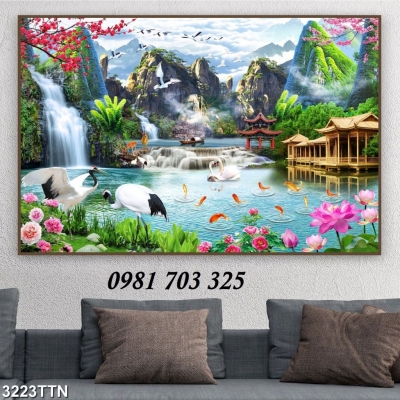 Tranh gạch men 3D thác nước