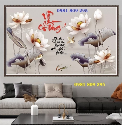 Tranh 3d hoa sen , gạch tranh trang trí