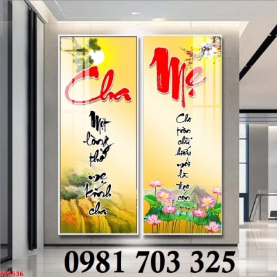 Gạch tranh thư pháp cha mẹ 3D