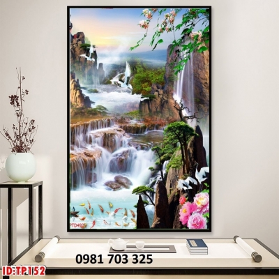 Tranh 3D phong cảnh khổ đứng, tranh gạch men