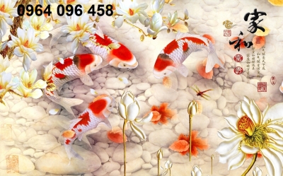 Tranh gạch 3d phong thủy cá chép - 123AC