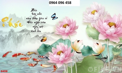 Tranh gạch 3d ốp tường tranh cá chép - KGF33