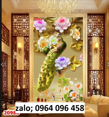Tranh gạch 3d ốp tường chim công - XBC6