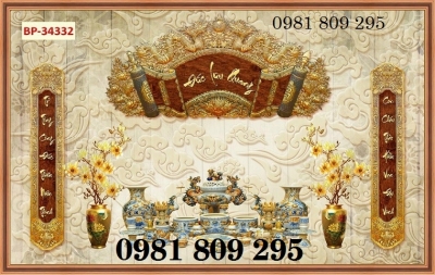 Gạch tranh 3d - tranh phòng thờ câu đối