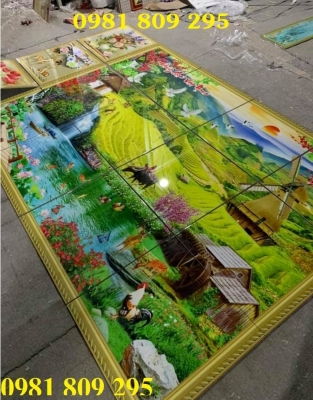 mẫu tranh gạch đẹp ốp phòng khách