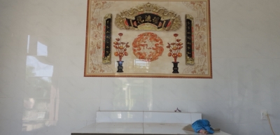 Tranh câu đối phòng thờ - tranh gạch 3D