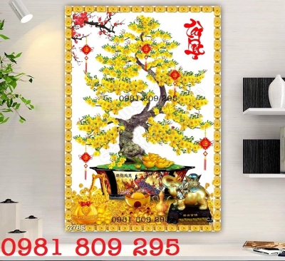 Tranh gạch 3d mai vàng , cây mai đứng HN93931