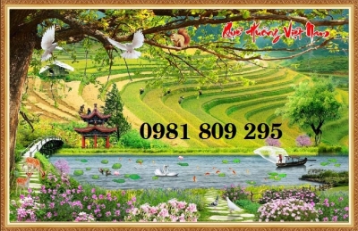 tranh 3d phong cảnh - tranh gạch 3d phong cảnh đồng quê HGF65