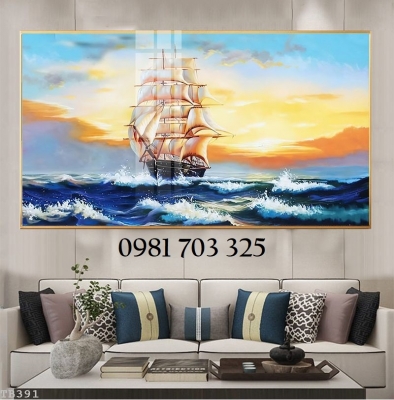 Tranh gạch 3D thuyền buồm