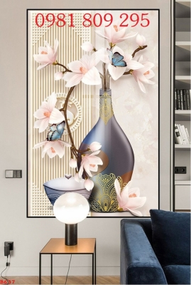 Gạch 3d bình hoa trang trí