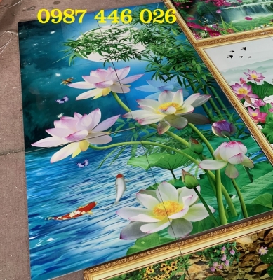 Tranh hoa sen, gạch tranh bông sen HP7392