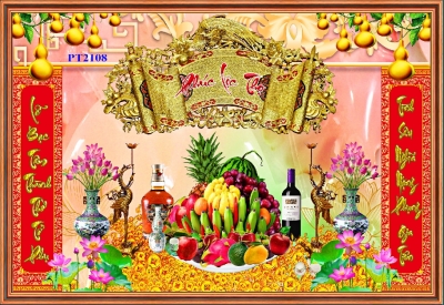 Gạch tranh 3D dán phòng thờ, bia mộ