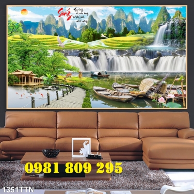Tranh gạch men 3d ốp tườn phòng khách GSF76