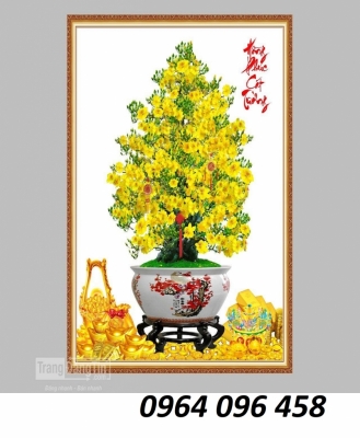 Tranh cây mai 3d - tranh gạch 3d cây mai - 877XJ