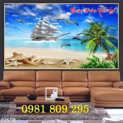 Mẫu tranh gạch thuyền buồm - gạch 3d HP843