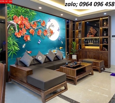 Tranh cá chép 3d - tranh gạch 3d cá chép - 777XK