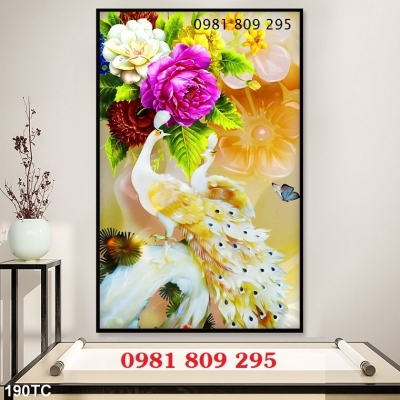 Mẫu gạch 3d chim công khổ dọc