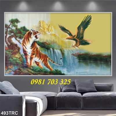 Tranh phong thủy 3D- gạch tranh con hổ