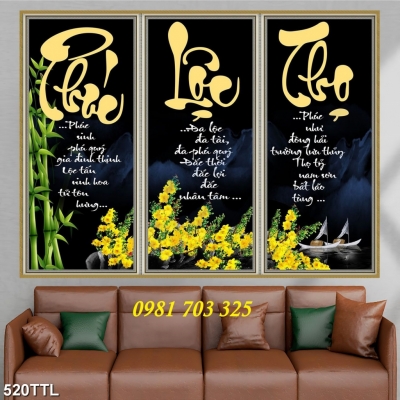 gạch 3D, tranh gạch phúc lộc thọ