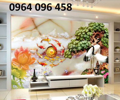 tranh gạch 3d phong thủy phòng khách - HBB4