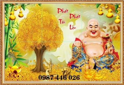 Gạch tranh thần tài cây tiền vàng HP9284