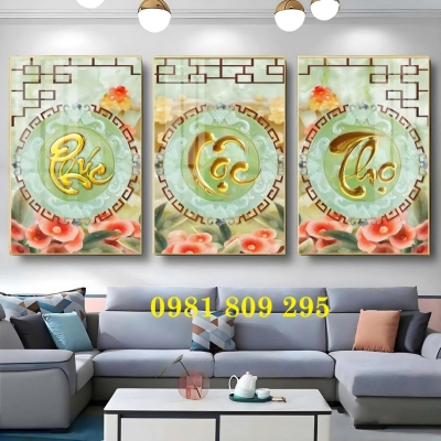 Gạch tranh chữ phúc lộc thọ