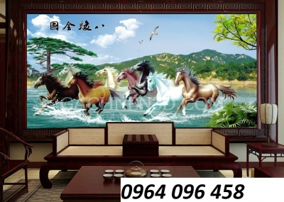 Tranh phong thủy mã đáo thành công - tranh gạch 3d ốp tường - CKV54