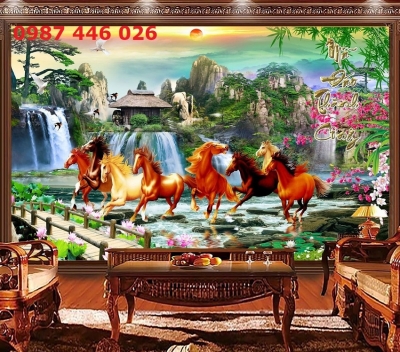 Tranh ngựa, gạch tranh phong thủy HP2723