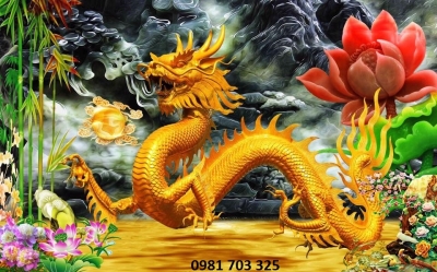 Gạch tranh phong thủy ốp tường- tranh rồng
