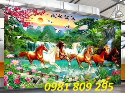 Gạch tranh phong thủy bát mã