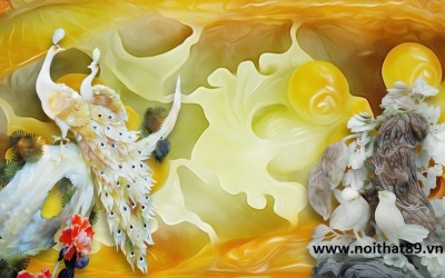 Tranh gạch- Tranh chim công