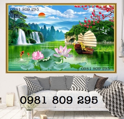Tranh gạch ốp tường thuyền buồm phong thủy