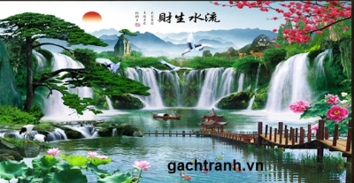 gạch tranh sơn thủy 3d