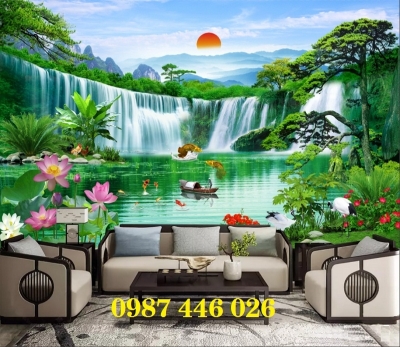 Tranh gạch 3d phong cảnh thác nước HP8732
