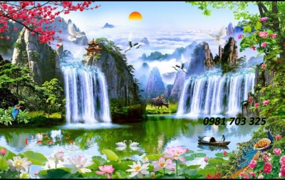 Tranh gạch phong cảnh thác nước