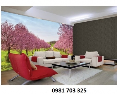 Gạch tranh ốp tường- tranh hoa đào