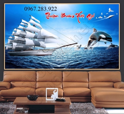 Tranh gạch- Tranh thuận buồm xuôi gió