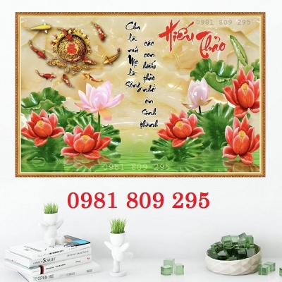 Tranh gạch sứ ngọc , tranh 3d hoa sen