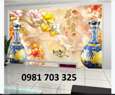 Tranh 3D bình hoa- gạch tranh 3D