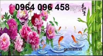 Tranh gạch hoa mẫu đơn 3d - 399CBB