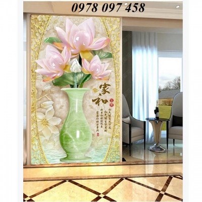Tranh gạch 3D - tranh bình hoa