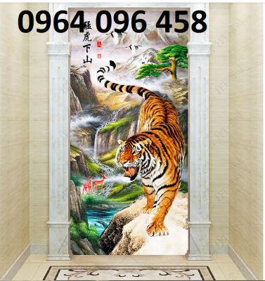 tranh hổ 3d phong thủy - gạch tranh ốp tường 3d - SND4