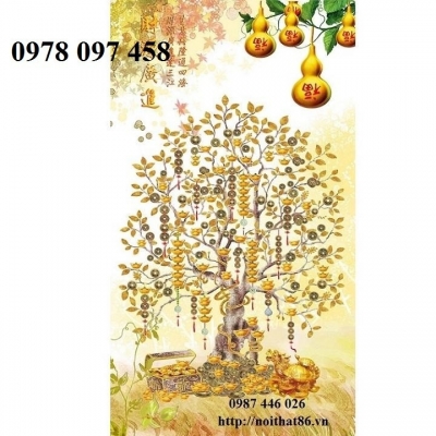 Gạch tranh 3D - tranh cây kim tiền tài lộc