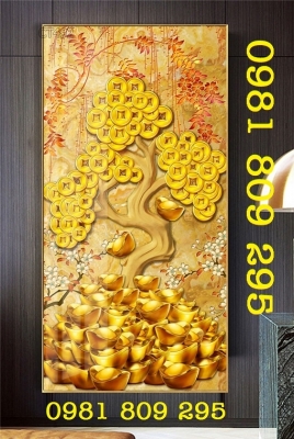 Tranh gạch 3d - cây kim tiền 3d