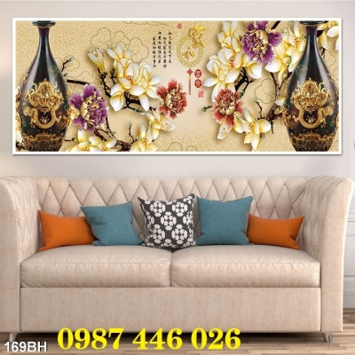 Gạch tranh bình hoa 3d trang trí đẹp HP833